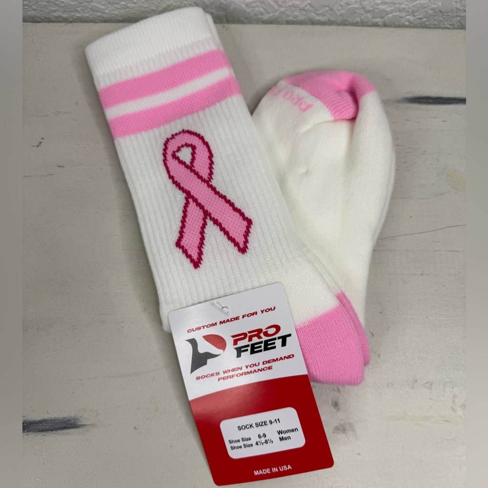 Pro Feet Pink Ribbon Breast Cancer Awareness Socks